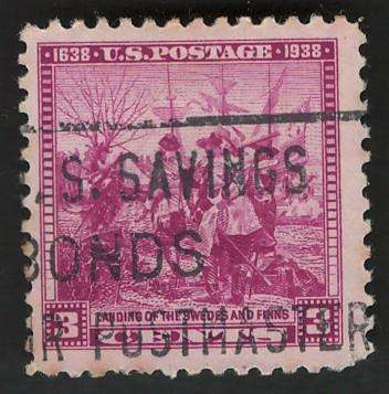 USA 1938 Swedes and Finns Landing Scott #836 3c