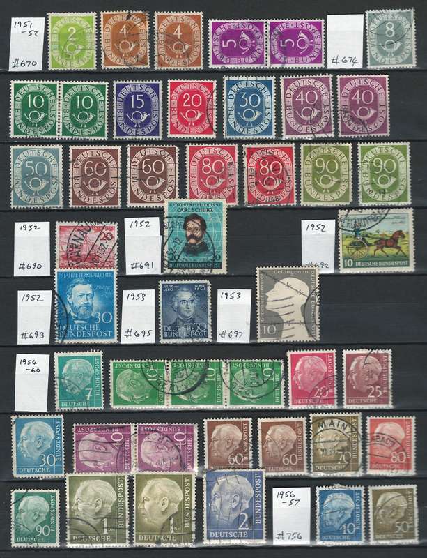 Germany 1951 - 1957 (Scott #670 to #756)
