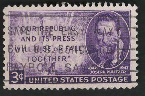 USA 1947 Joseph Pulitzer & Statue of Liberty Scott #946.