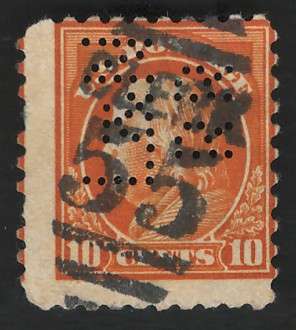 USA-Scott 1916/17  P10 #472 10c Orange Yellow (Company perfins). Price R13