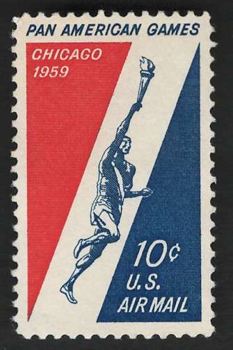 USA Scott Air Post 1959 Runner Holding Torch. #C56 10c Red, White & Blue (Unused). Price R6