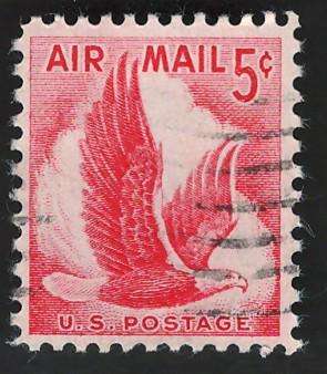USA Scott Air Post 1958 Eagle in Flight. #C50 5c Red