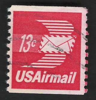 USA Scott Air Post 1971-73 Winged Airmail Envelope (P10 Vert). #C83 13c. Price R2