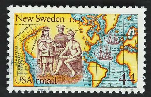 USA Scott Air Post 1988 Settling of New Sweden, 350th Anniv. Scott #C117 44c