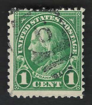 USA Scott 1926/34 (P11x10½) #632 1c Green. Price R4
