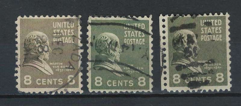 USA 1938 Pres. Iss. Scott #813 8c (Olive & Light Olive Green & Olive Green).