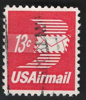 USA Scott Air Post 1971-73 Winged Airmail Envelope. #C79 13c