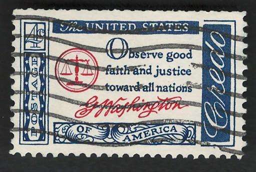 USA 1960-61 American Credo: Quote from Washington Farewell Address. Scott #1139