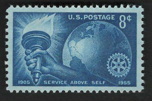 USA 1955 Torch, Globe and Rotary Emblem (MNH). Scott #1066
