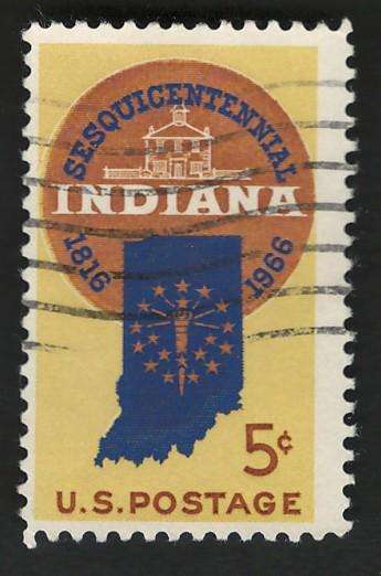 USA 1966 Indiana Statehood: Sesquicentennial Seal. Scott #1308
