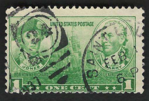 USA NAVY Issue 1936/37 Scott #790 John Paul Jones & John Barry 1c Yellow Green. Price R4
