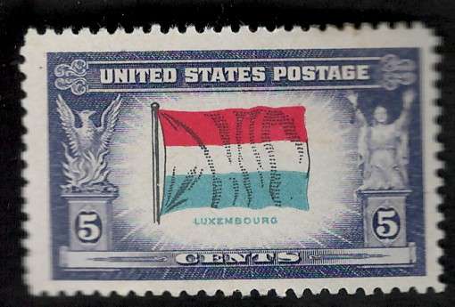 USA 1943-44 Overrun Countries: Luxembourg Scott #912 5c (MOGH). Price R6