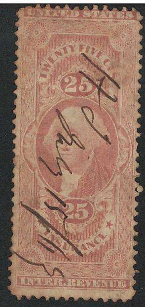 USA Scott Revenue-General 1862/71 #R44c 25c Certificate