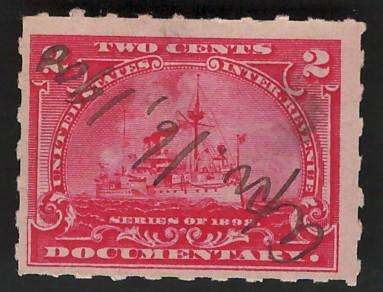 USA Scott Revenue-Documentary 1898 #R164 2c Carmine Rose (series of 1898)