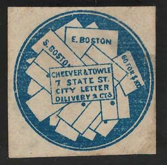 USA Scott Local Stamps  Boston 1849 #37L1 2c (Imperf Unused). Price R450 (cv R6,825)