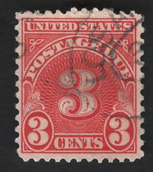 USA Scott 1931 Post Due (#J82a) P11x10½  3c Dull Carmine. Price R9