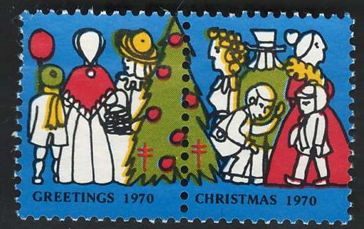 USA Scott 1970 Christmas Seals #WX243 Pair (Unused). Price R7