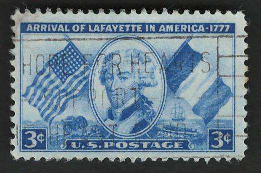 USA 1952 Marquis de Lafayette, Flags, Cannon and Landing Party. Scott #1010
