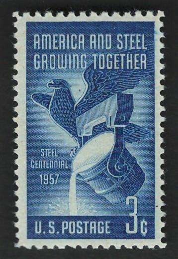 USA 1957 Steel Industry: American Eagle and Pouring Ladle (MNH). Scott #1090