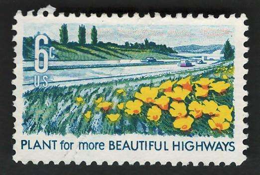 USA 1969 America Beautification: Poppies and Lupines along Highway. Scott #1367