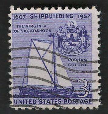 USA 1957 Virginia of Sagadahock and Seal of Maine. Scott #1095