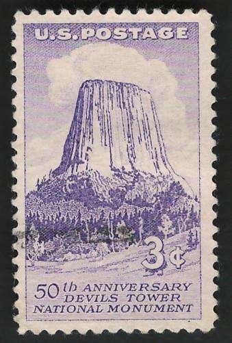 USA 1956 Wyoming: Devils Tower. Scott #1084