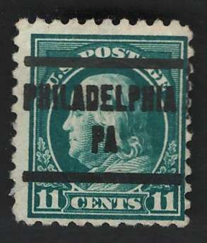 USA-Scott 1916/17  (P10) #473 11c Dark Green (Philadelphia pre-cancel). Price R65 (cv R370)