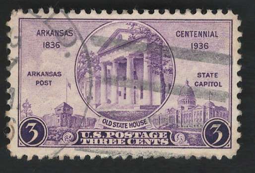 USA 1936 Arkansas Post Scott #782 3c. Price R2
