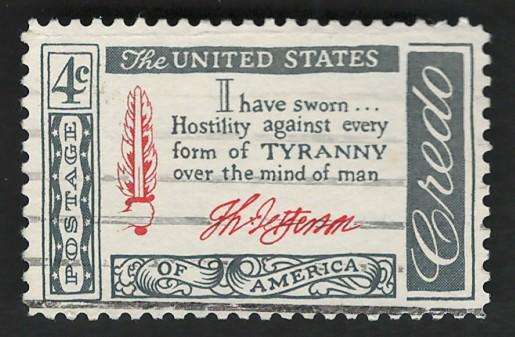 USA 1960-61 American Credo: Thomas Jefferson Quotation. Scott #1141