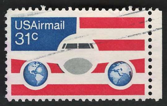 USA Scott Air Post 1976 Plane, Globes & Flags. #C90 31c