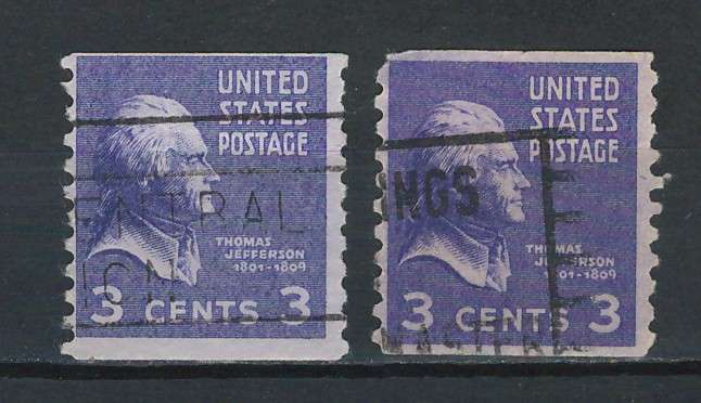 USA 1939 Rotary Coil (P10 Vert) Scott #842 3c (Violet & Deep Violet).