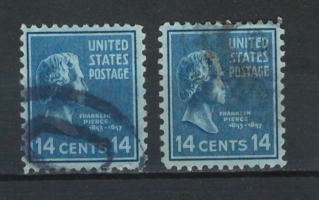 USA 1938 Pres. Iss. Scott #819 14c (Blue & Dull Blue). Price R2