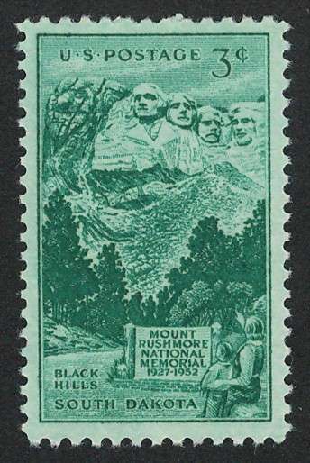 USA 1952 Sculptured Heads on Mt. Rushmore. Scott #1011 (MOGH). Price R6