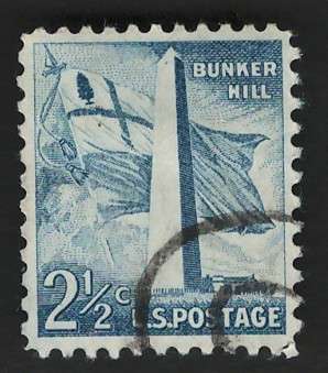 USA 1954-68 Liberty Issue: Bunker Hill, Monument, Mass. Flag. Scott #1034. Price R4