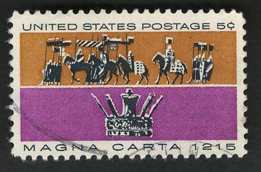 USA 1965 Magna Carta: Procession of Barons and King Johns Crown. Scott #1265