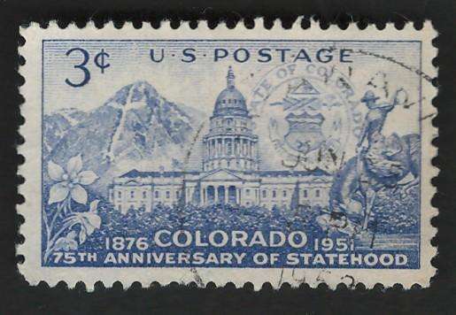 USA 1951 Colorado Statehood: Capitol and Mount of the Holy Cross. Scott #1001