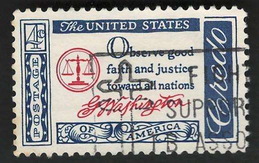 USA 1960-61 American Credo: Quote from Washington Farewell Address. Scott #1139