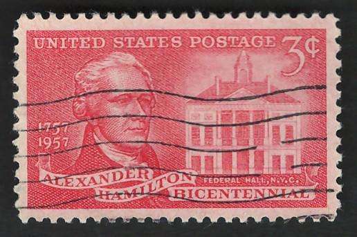 USA 1957 Alexander Hamilton and Federal Hall. Scott #1086