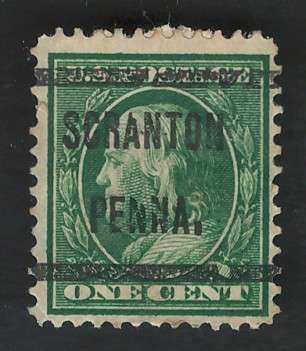 USA-Scott 1908/09 P12 #331 1c (Scranton pre-cancel). Price R7