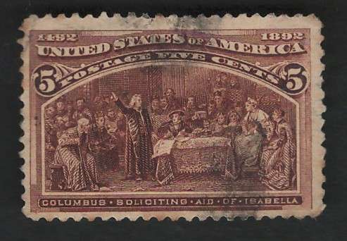 USA Scott Columbian Expo 1893 #234 5c Chocolate. Price R23 (cv R195)