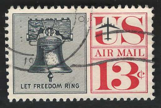 USA Scott Air Post 1961-67 Statue of Liberty. #C62 13c Black & Red. Price R2
