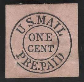 USA Scott Carrier Stamps  City Dept 1849 #6LB11 New York 1c (Imperf Unused). Price R190 (cv R1,950)