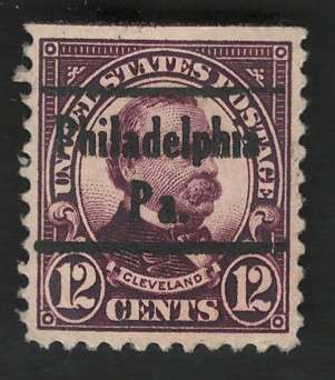 USA 1922/25  (P11) Scott #564 12c Deep Brown Violet (Philadelphia pre-cancel). Price R11