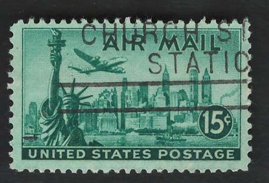 USA Scott Air Post 1947 Liberty Statue  #C35 15c Blue Green. Price R2