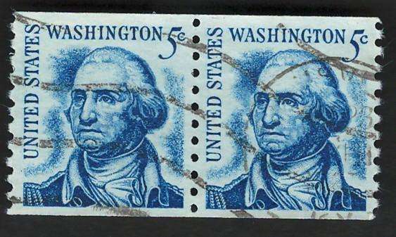 USA 1966-81 Prominent Americans (P10 Vert.): Washington (Strip of 2). Scott #1304