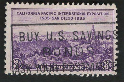 USA 1935 San Diego Expo Scott #773 3c Purple. Price R5