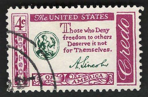 USA 1960-61 American Credo: Abraham Lincoln Quotation. Scott #1143