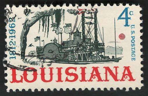 USA 1962 Louisiana Statehood: Riverboat on the Mississippi. Scott #1197