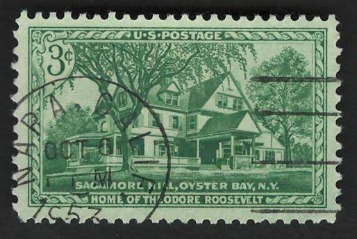 USA 1953 Sagamore Hill: Home of Theodore Roosevelt. Scott #1023