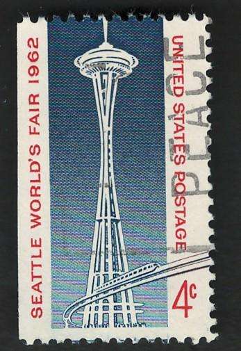 USA 1962 Seattle Worlds Fair: Space Needle and Monorail. Scott #1196